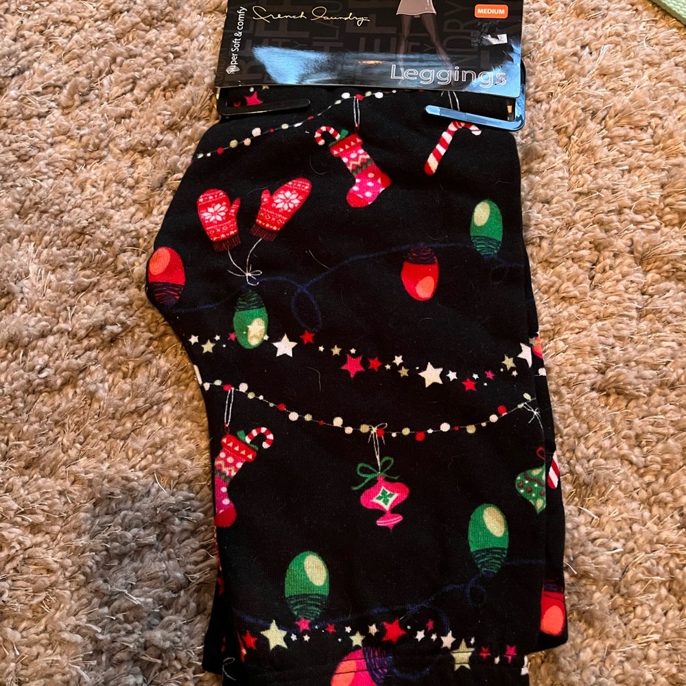 French laundry Christmas light bulb leggings size medium